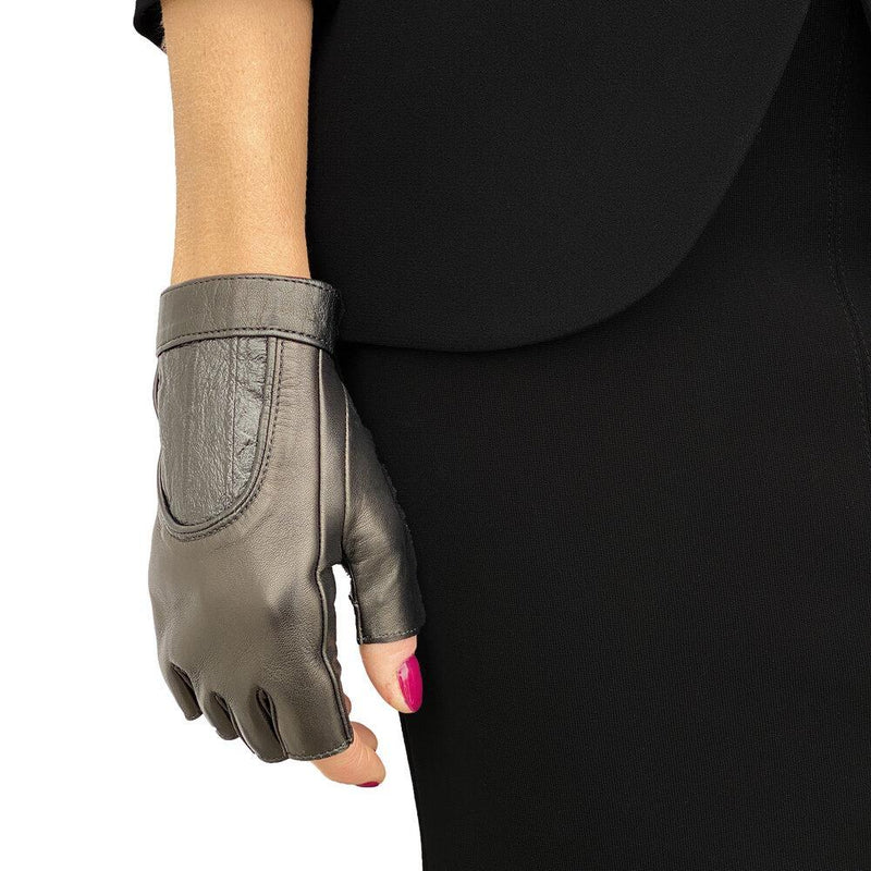 Fingerlose gewebte Lederhandschuhe für Damen-Rachel Anguila