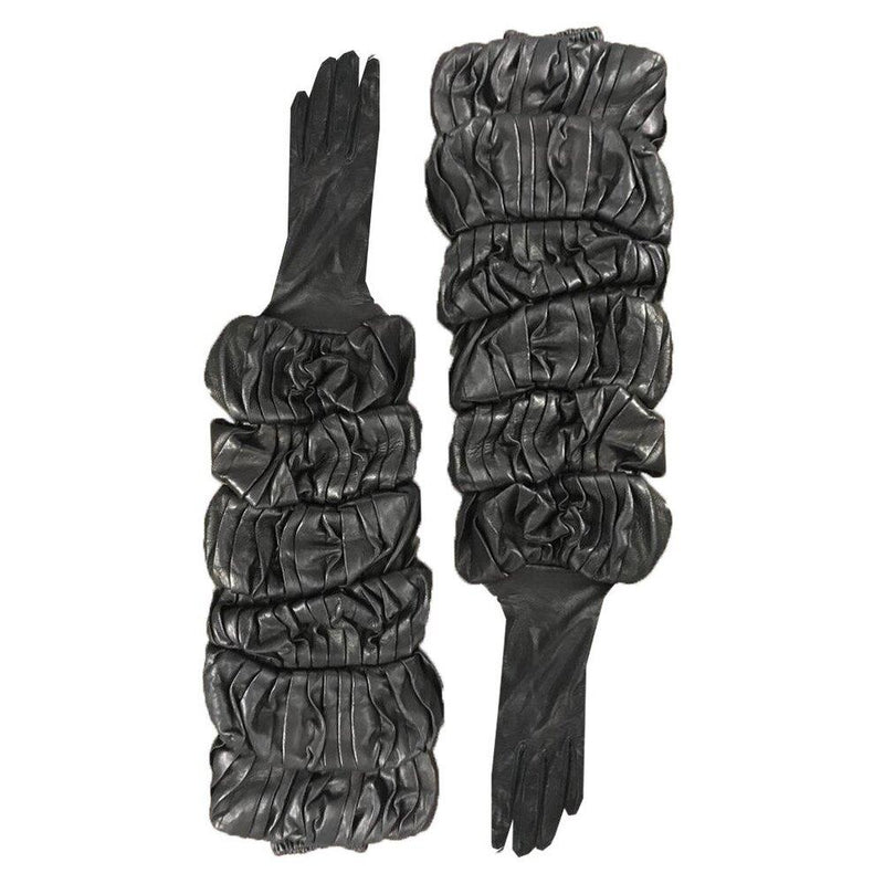 Ellbogenlange Lederhandschuhe mit Rüschen für Damen-Montserrat Bubble 2