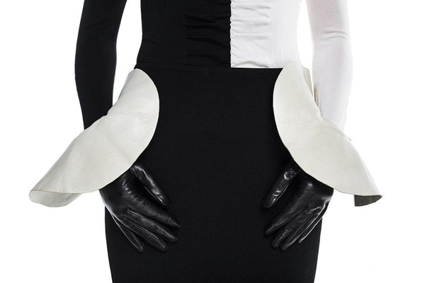 Übergroße Lederhandschuhe aus Lammleder mit Kontrastmanschette für Damen-Danielle 4