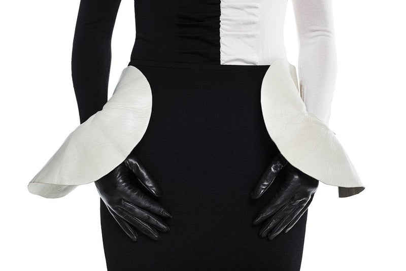 Übergroße Lederhandschuhe aus Lammleder mit Kontrastmanschette für Damen-Danielle 4