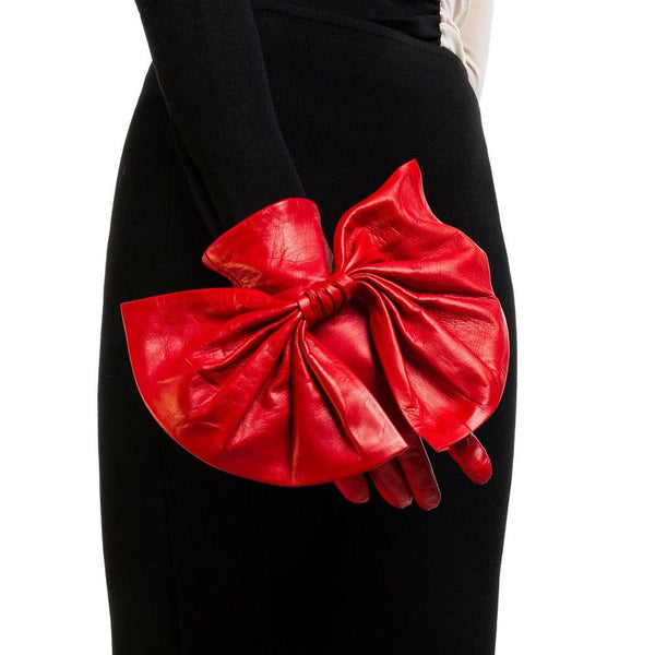Luxus-Lederhandschuhe für Damen mit übergroßer Schleife – Minnie Massive