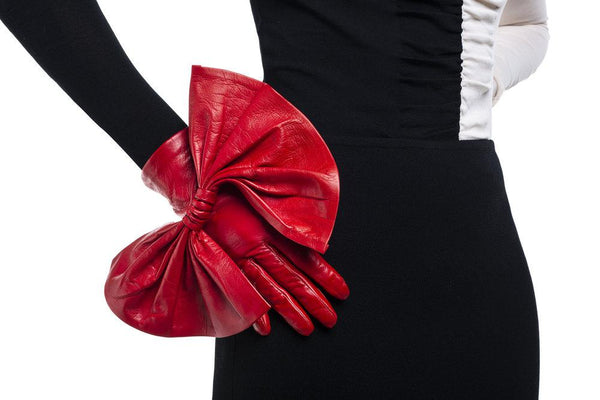 Luxus-Lederhandschuhe für Damen mit übergroßer Schleife – Minnie Massive