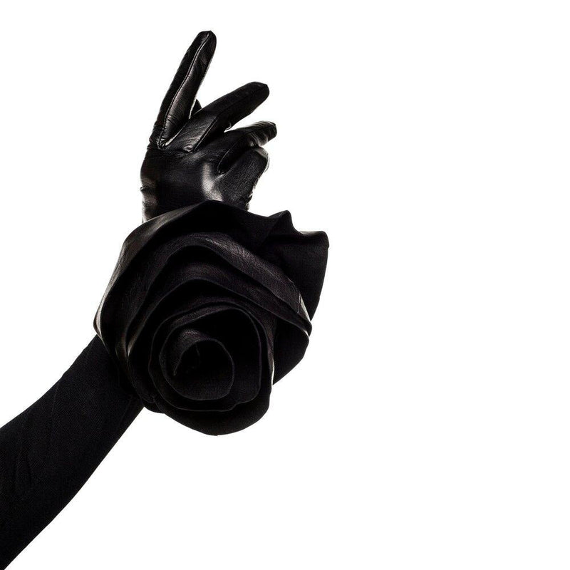 Mit Seide gefütterte Luxus-Lederhandschuhe für Damen - Pfingstrose Rose