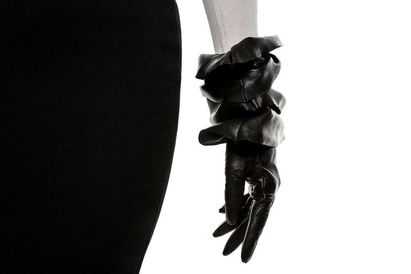 Mit Seide gefütterte schwarze Lederhandschuhe für Damen-Molly 2
