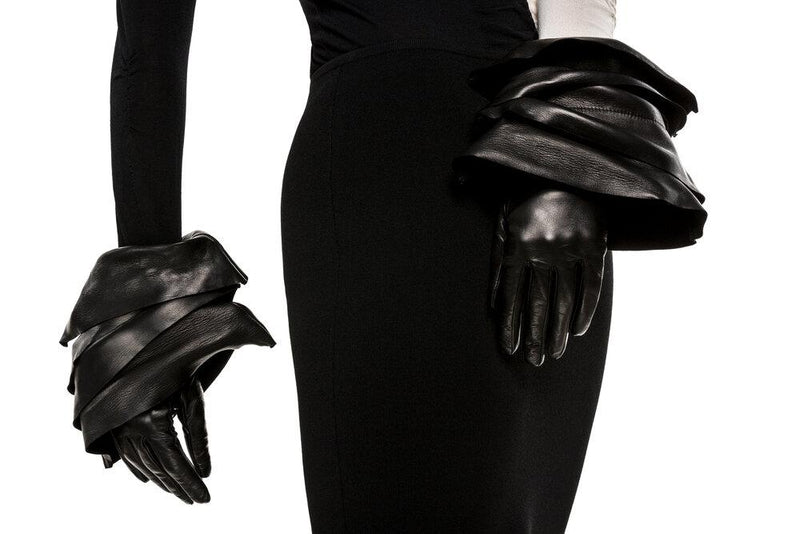 Mit Seide gefütterte schwarze Lederhandschuhe für Damen-Molly 2
