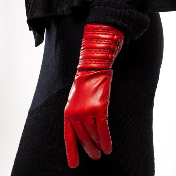 Mit Kaschmir gefütterte Lederhandschuhe für Damen mit Armband-Detail-Marianne
