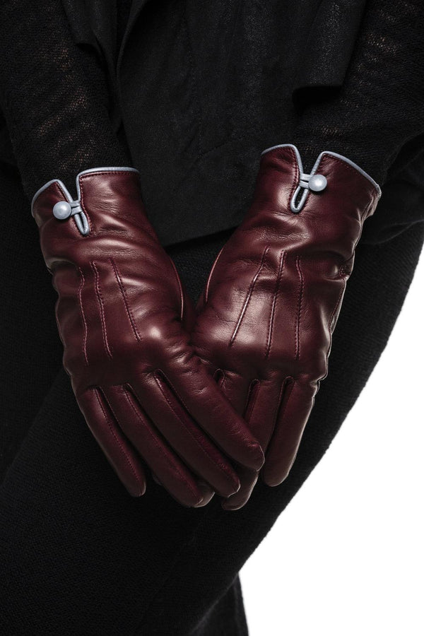 Handgenähte Damen-Lederhandschuhe mit Kaschmirfutter-Rosario