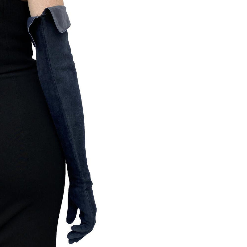 Lange, mit Seide gefütterte Wildleder- und Lederhandschuhe für Damen-Brigitte