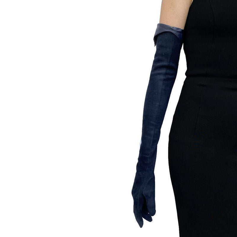 Lange, mit Seide gefütterte Wildleder- und Lederhandschuhe für Damen-Brigitte