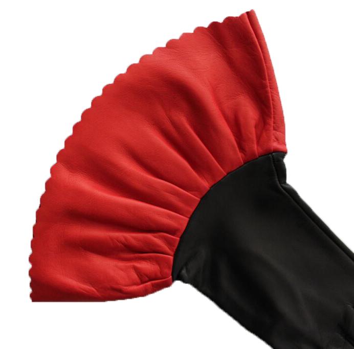 Damenhandschuhe aus kontrastierendem Leder mit Seidenfutter und doppelt gestuften Bündchen-Danielle 3