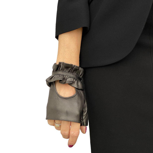 Fingerlose Lederhandschuhe für Damen-Haylee