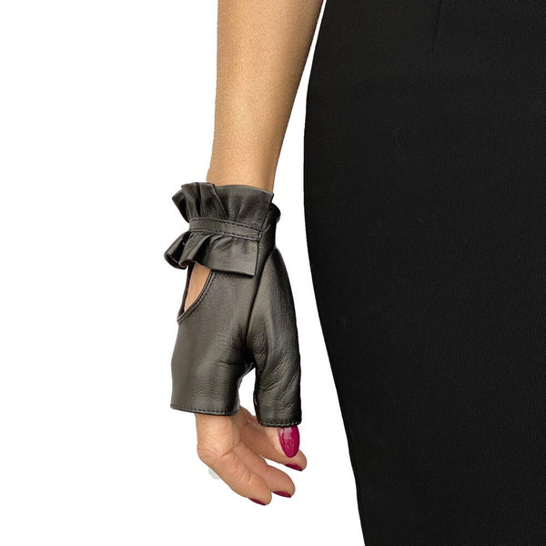 Fingerlose Lederhandschuhe für Damen-Haylee