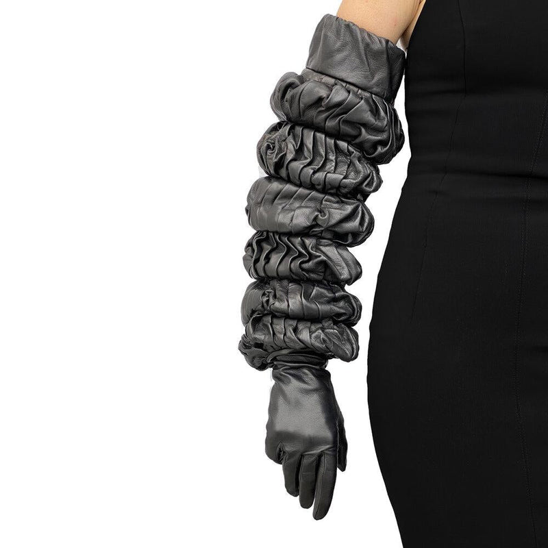 Ellbogenlange Lederhandschuhe mit Rüschen für Damen-Montserrat Bubble 2