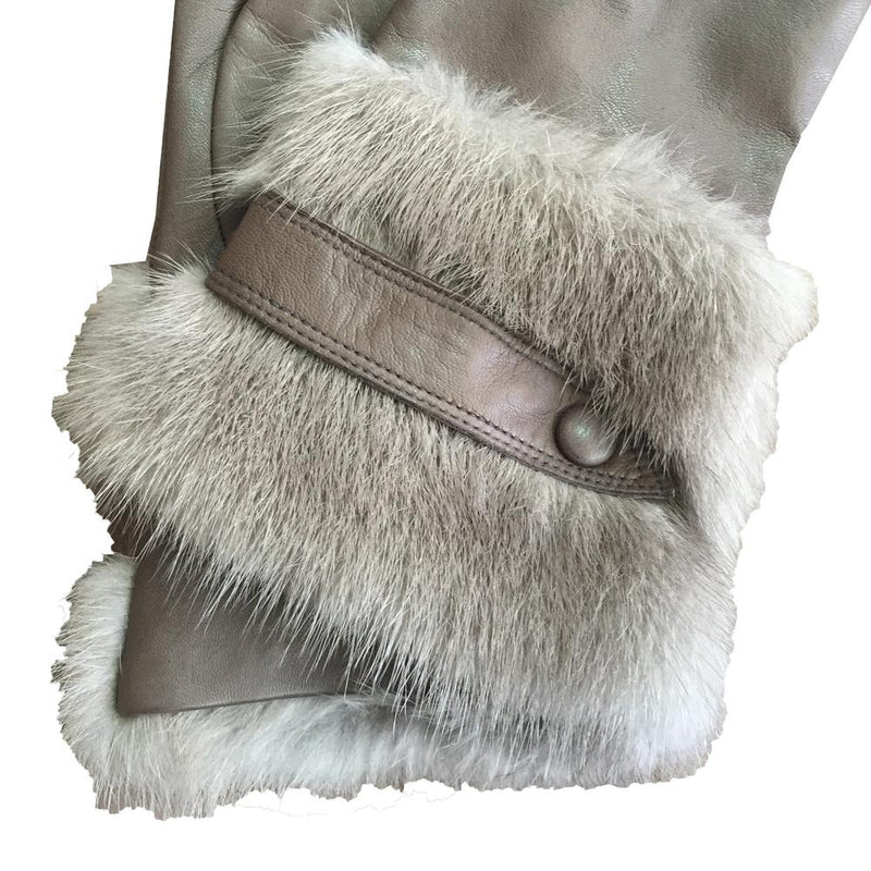 Damen-Lammfell-Nerzpelz-Lederhandschuhe-Veronique Mink