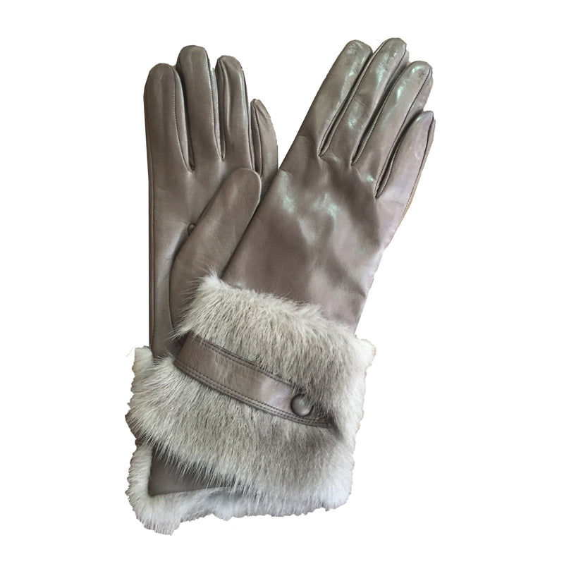 Damen-Lammfell-Nerzpelz-Lederhandschuhe-Veronique Mink