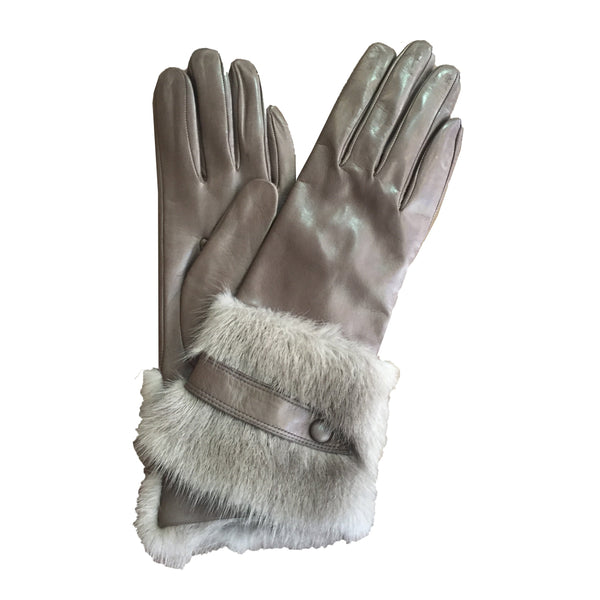 Damen-Lammfell-Nerzpelz-Lederhandschuhe-Veronique Mink