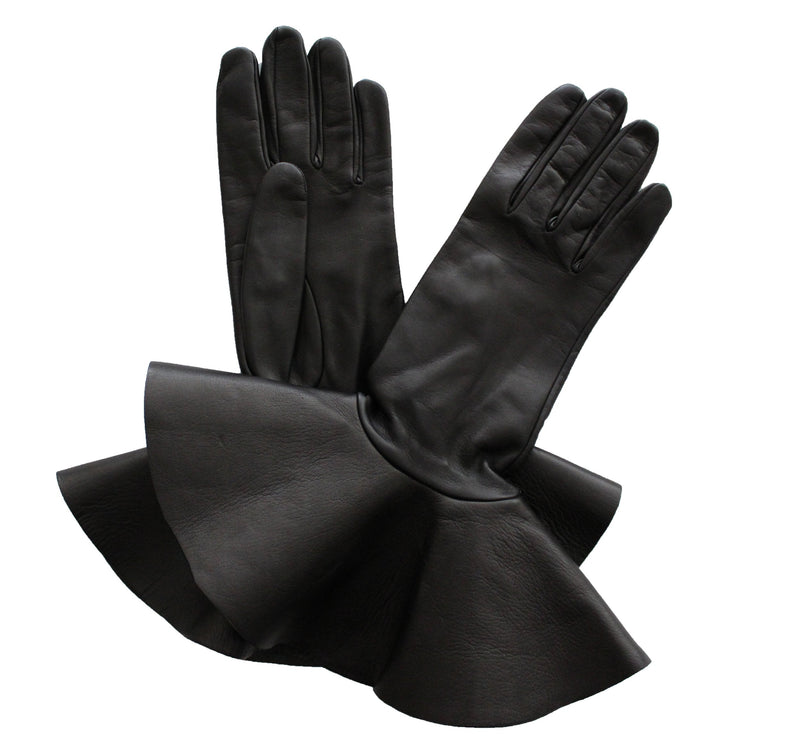 Übergroße Lederhandschuhe aus Lammleder mit Kontrastmanschette für Damen-Danielle 4