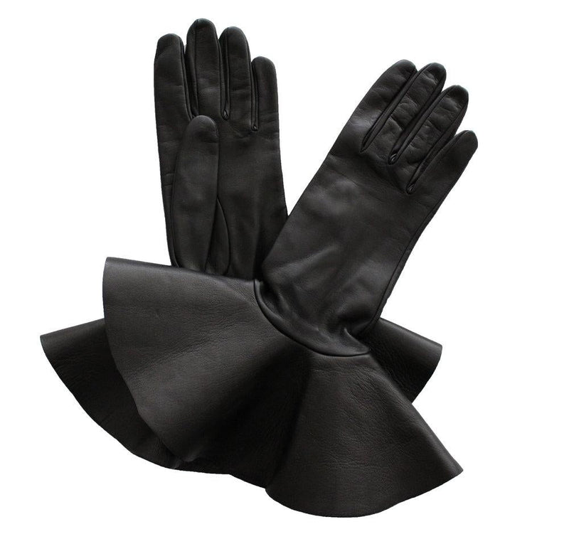 Übergroße Lederhandschuhe aus Lammleder mit Kontrastmanschette für Damen-Danielle 4