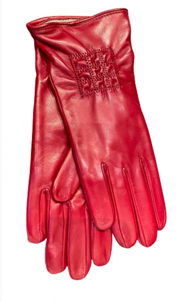 Damen-Lederhandschuhe mit Kaschmirfutter und gesteppten Details-Ingrid