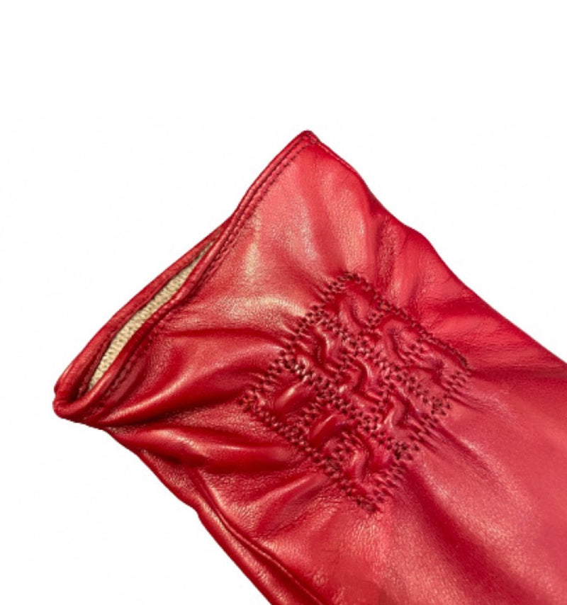 Damen-Lederhandschuhe mit Kaschmirfutter und gesteppten Details-Ingrid