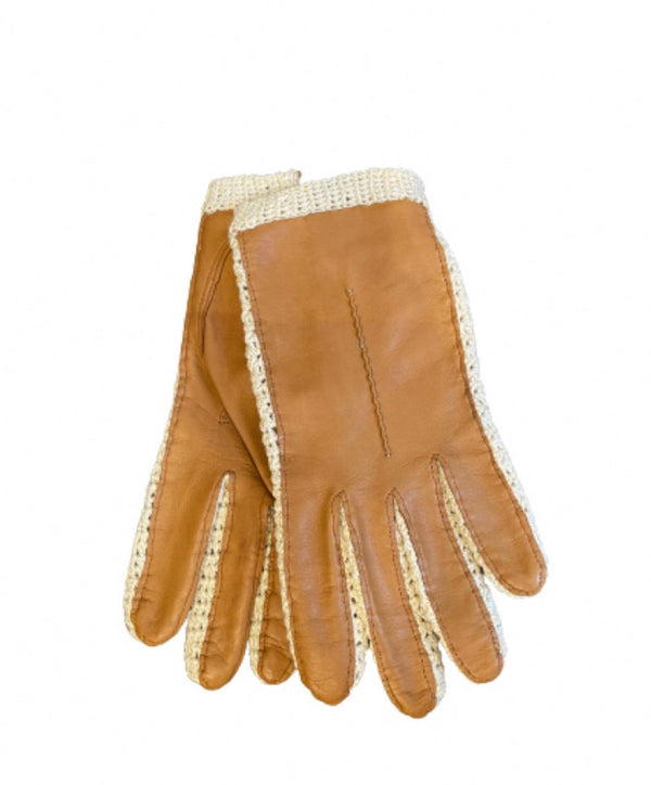 Ungefütterte Lammleder-Handschuhe mit Häkeldetail für Damen - Hannah Crochet