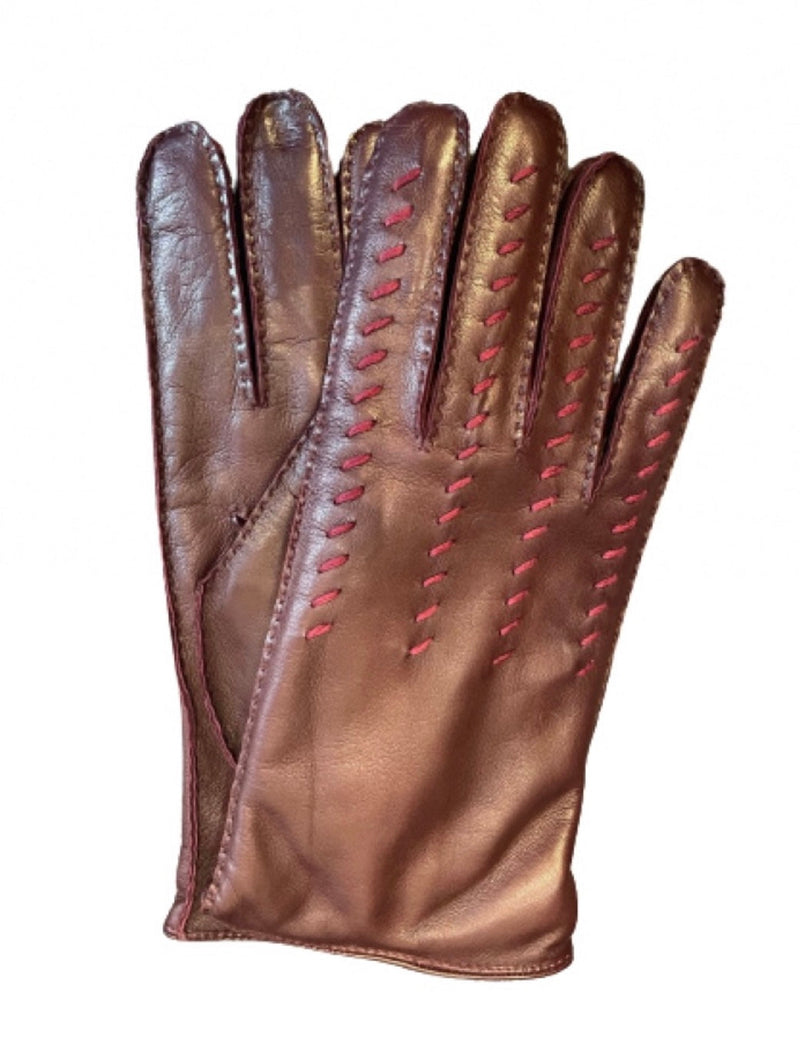 Handgenähte, kontrastfarbene, mit Kaschmir gefütterte Lederhandschuhe für Herren -Garry