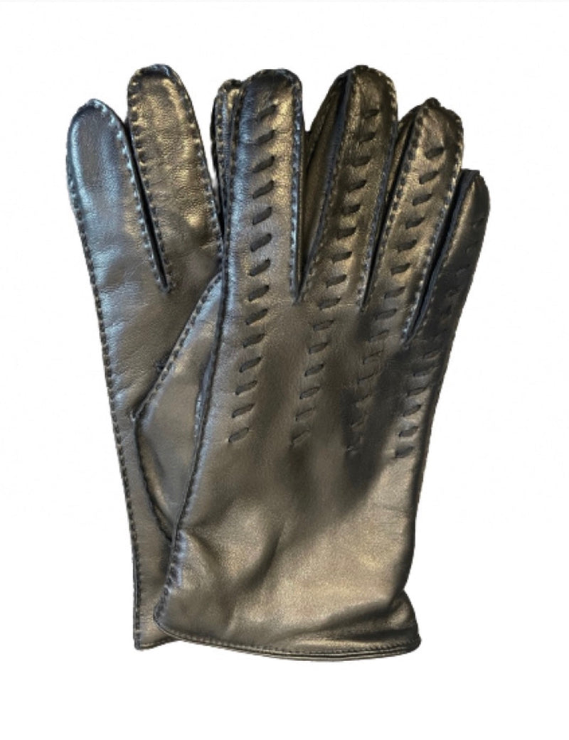 Handgenähte, kontrastfarbene, mit Kaschmir gefütterte Lederhandschuhe für Herren -Garry