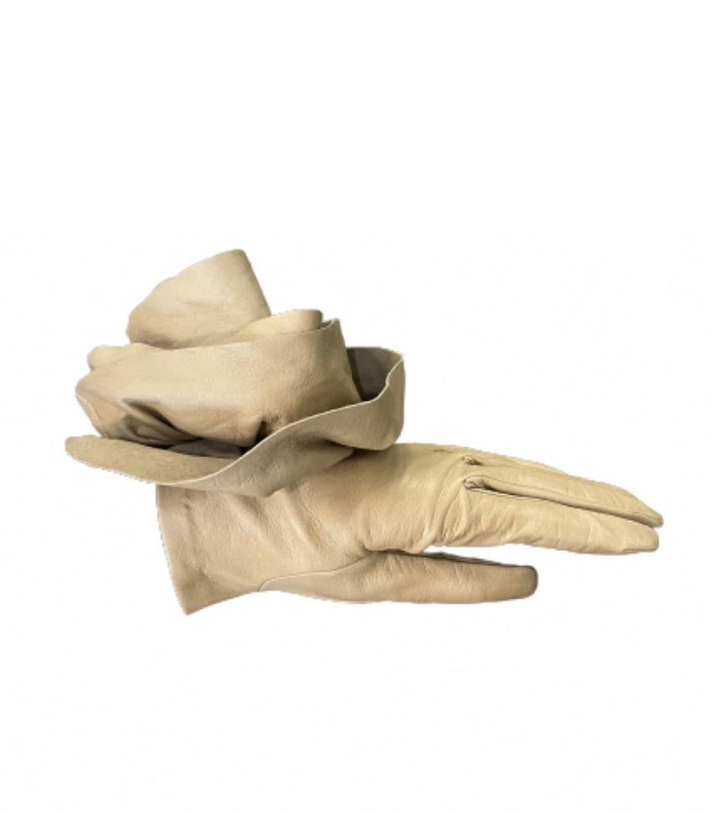 Mit Seide gefütterte Luxus-Lederhandschuhe für Damen - Pfingstrose Rose