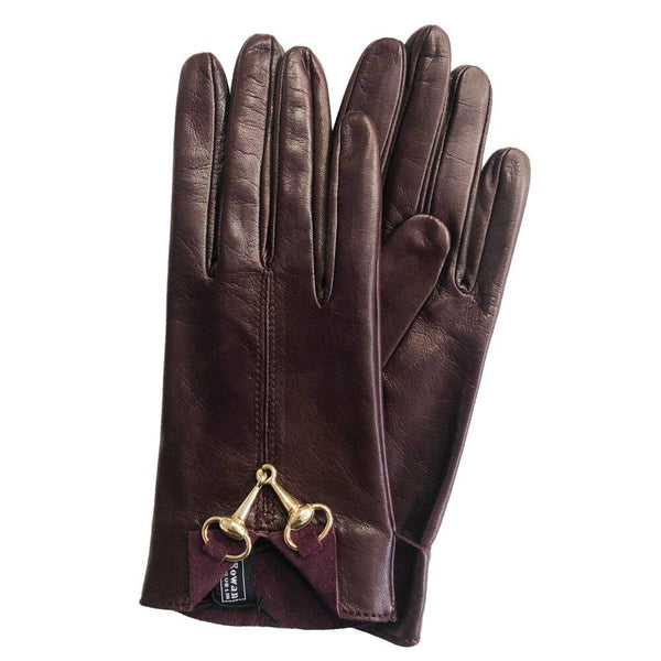 Mit Seide gefütterte Lederhandschuhe für Damen mit Horsebit-Detail-Isabella-Frontverschluss