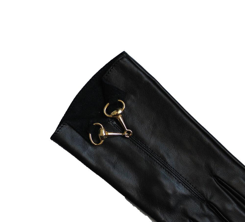 Mit Seide gefütterte Lederhandschuhe für Damen mit Horsebit-Detail-Isabella-Frontverschluss