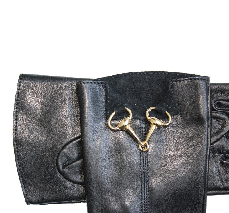 Mit Seide gefütterte Lederhandschuhe für Damen mit Horsebit-Detail-Isabella-Frontverschluss