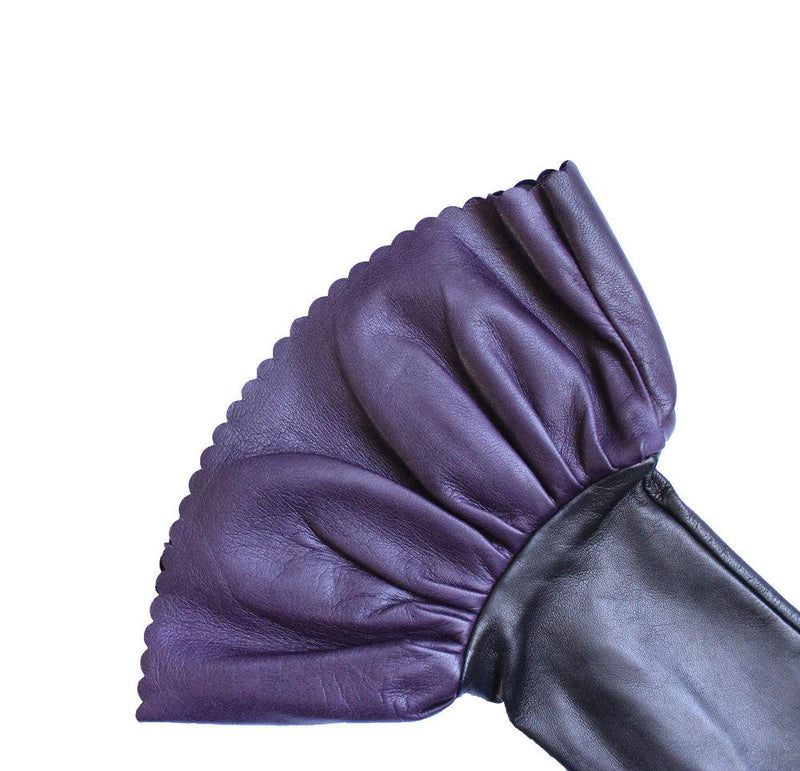 Damenhandschuhe aus kontrastierendem Leder mit Seidenfutter und doppelt gestuften Bündchen-Danielle 3