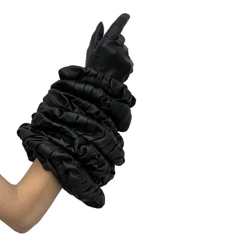 Ellbogenlange Lederhandschuhe mit Rüschen für Damen-Montserrat Bubble 2