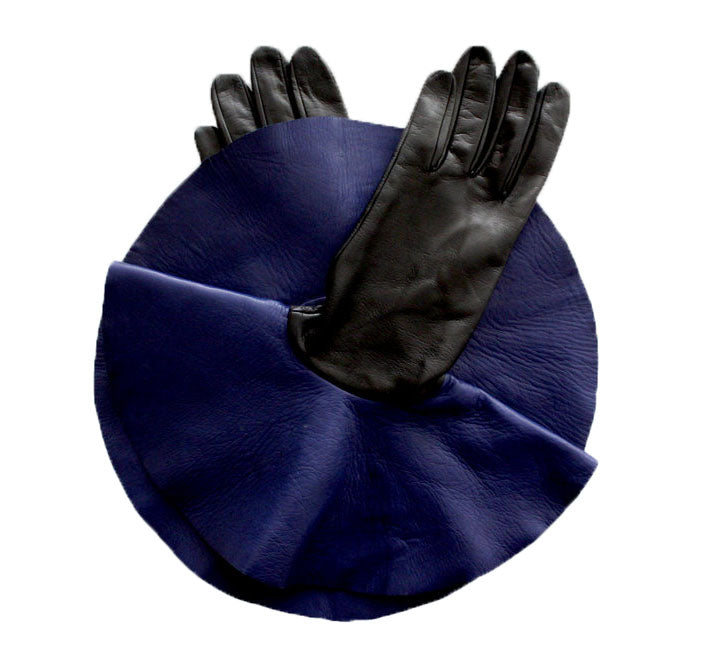 Übergroße Lederhandschuhe aus Lammleder mit Kontrastmanschette für Damen-Danielle 4