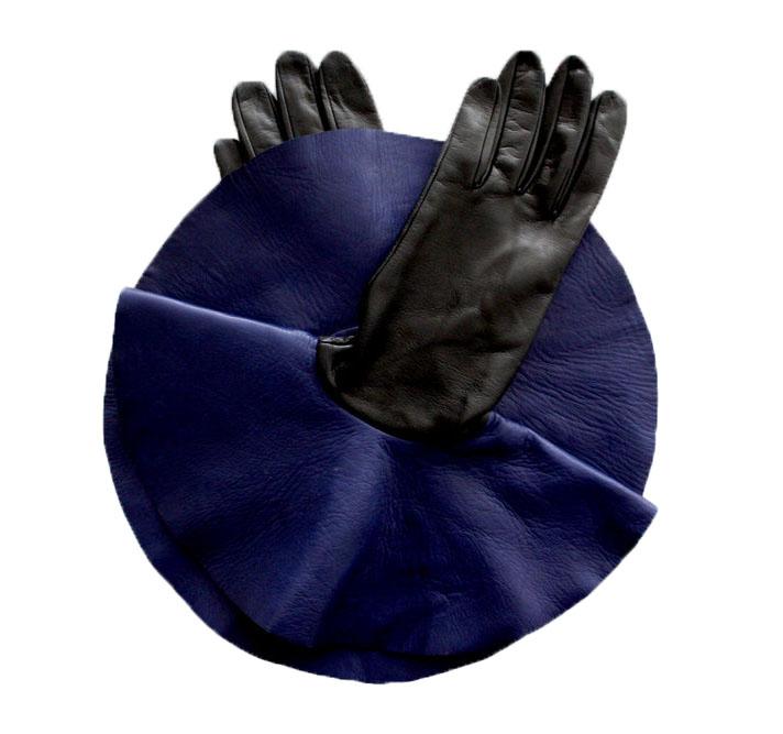 Übergroße Lederhandschuhe aus Lammleder mit Kontrastmanschette für Damen-Danielle 4