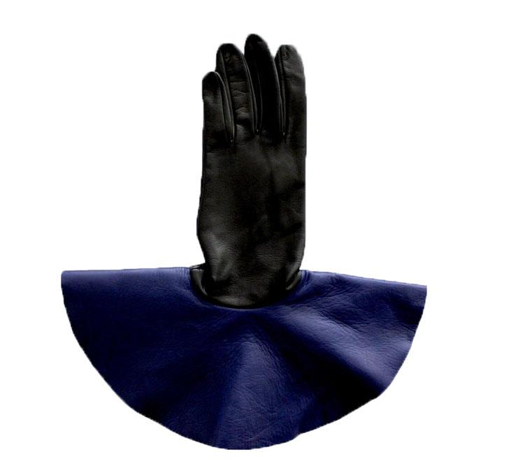Übergroße Lederhandschuhe aus Lammleder mit Kontrastmanschette für Damen-Danielle 4