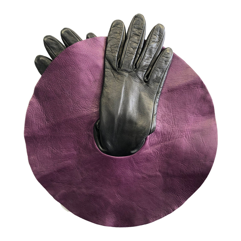 Übergroße Lederhandschuhe aus Lammleder mit Kontrastmanschette für Damen-Danielle 4