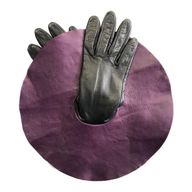 Übergroße Lederhandschuhe aus Lammleder mit Kontrastmanschette für Damen-Danielle 4