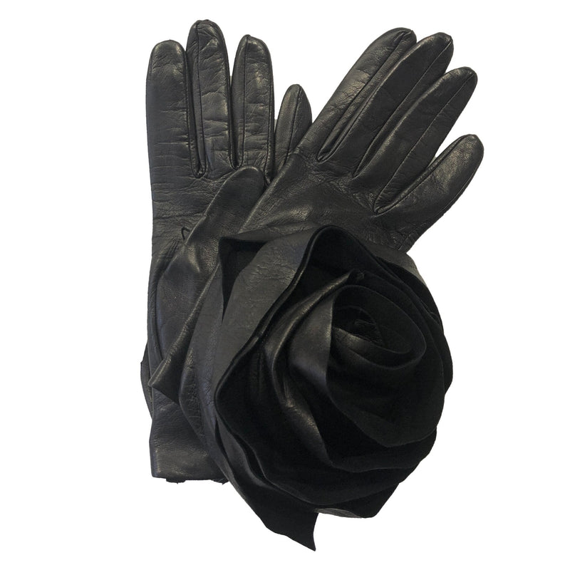 Mit Seide gefütterte Luxus-Lederhandschuhe für Damen - Pfingstrose Rose