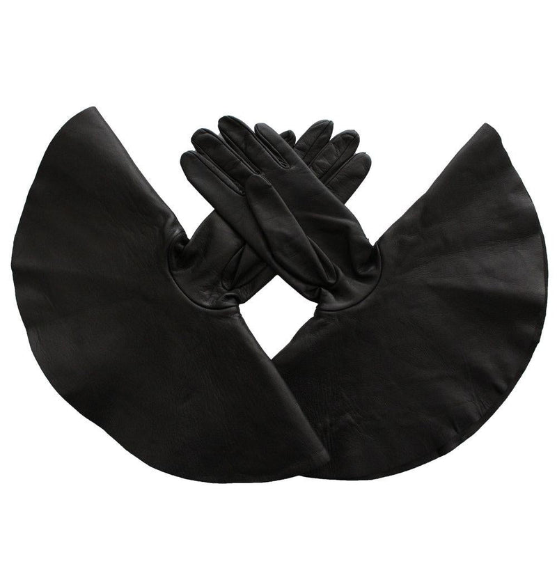 Übergroße Lederhandschuhe aus Lammleder mit Kontrastmanschette für Damen-Danielle 4