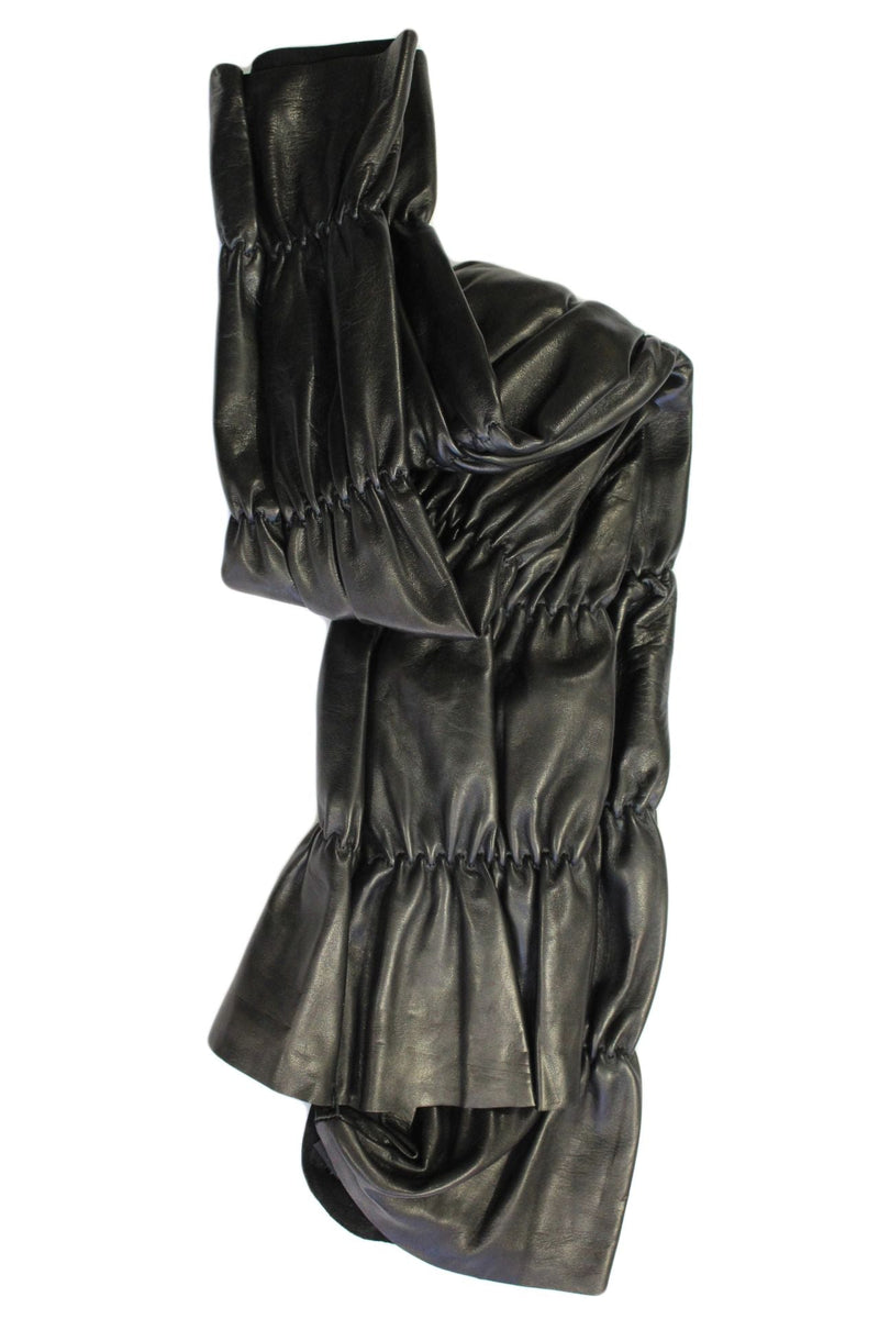 fingerlose handschuhe leder damen Women's Ruched Cuffs Fingerless Leather Gloves