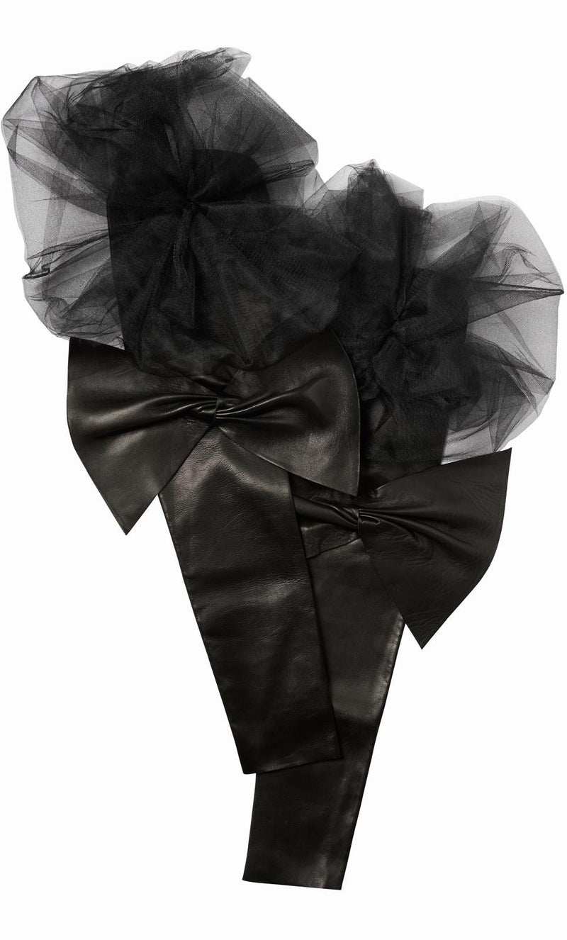Lola Daphne - Women's Leather Sleeves with Bow