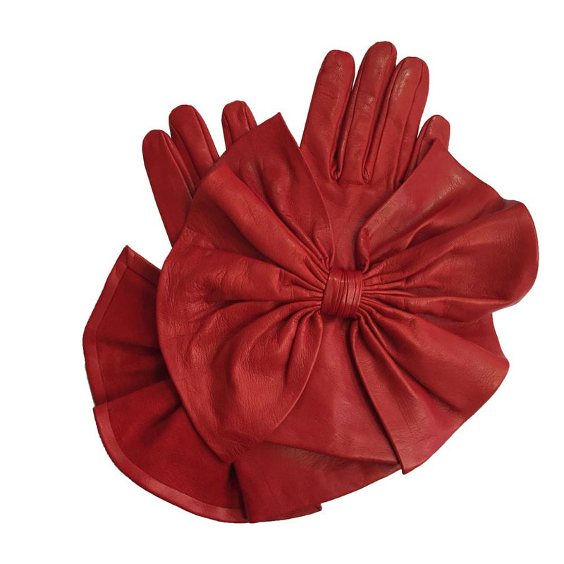 Luxus-Lederhandschuhe für Damen mit übergroßer Schleife – Minnie Massive