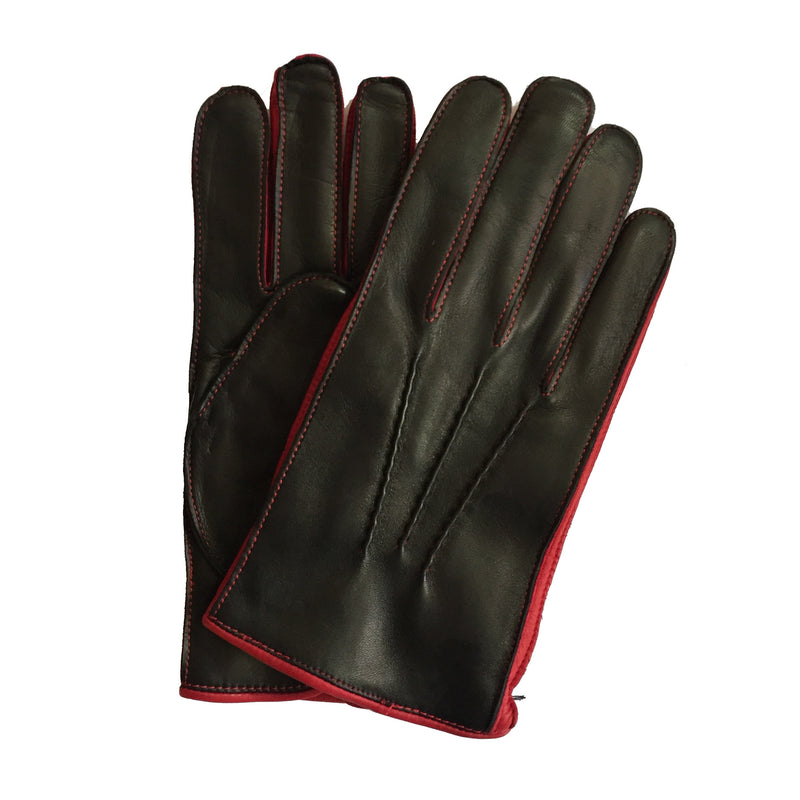 Mit Kaschmir gefütterte Lederhandschuhe für Herren mit Details in Kontrastfarbe-O'Connell