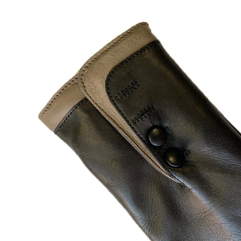 Mit Fell gefütterte Lederhandschuhe für Damen mit kontrastierenden Bündchen-Maya 2