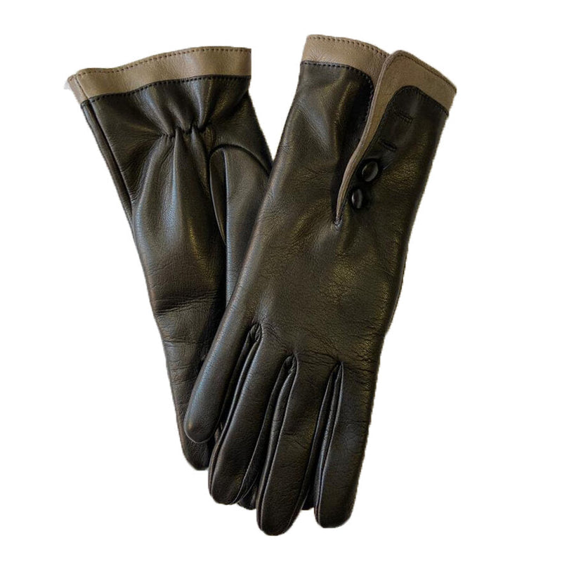 Mit Fell gefütterte Lederhandschuhe für Damen mit kontrastierenden Bündchen-Maya 2