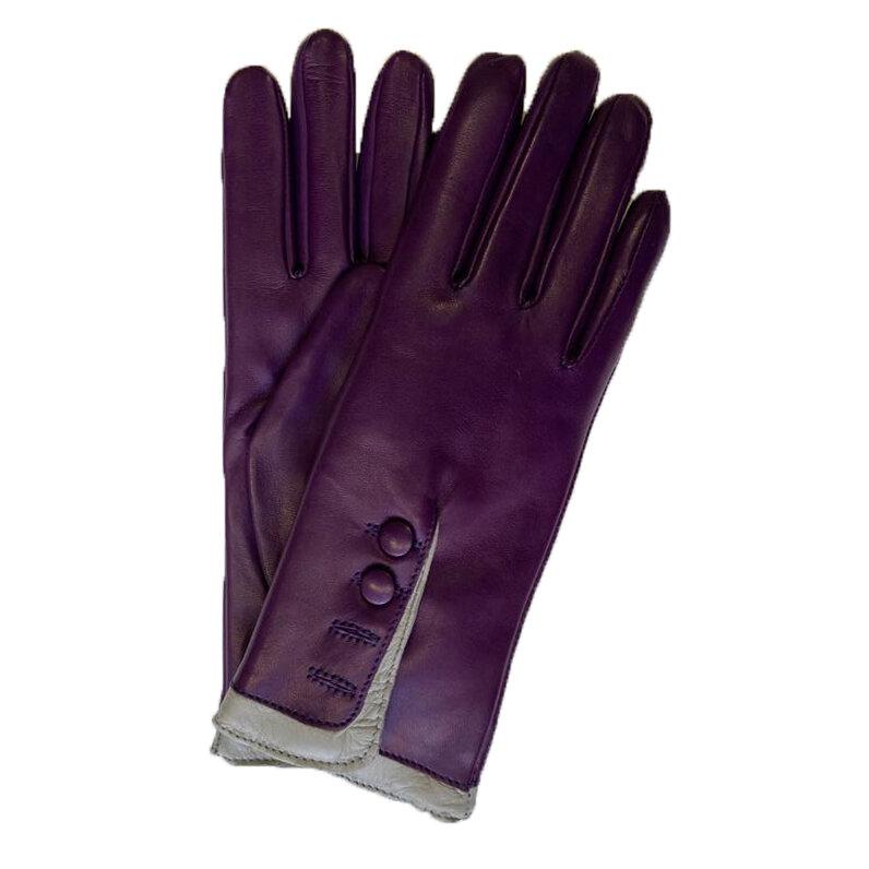 Mit Fell gefütterte Lederhandschuhe für Damen mit kontrastierenden Bündchen-Maya 2
