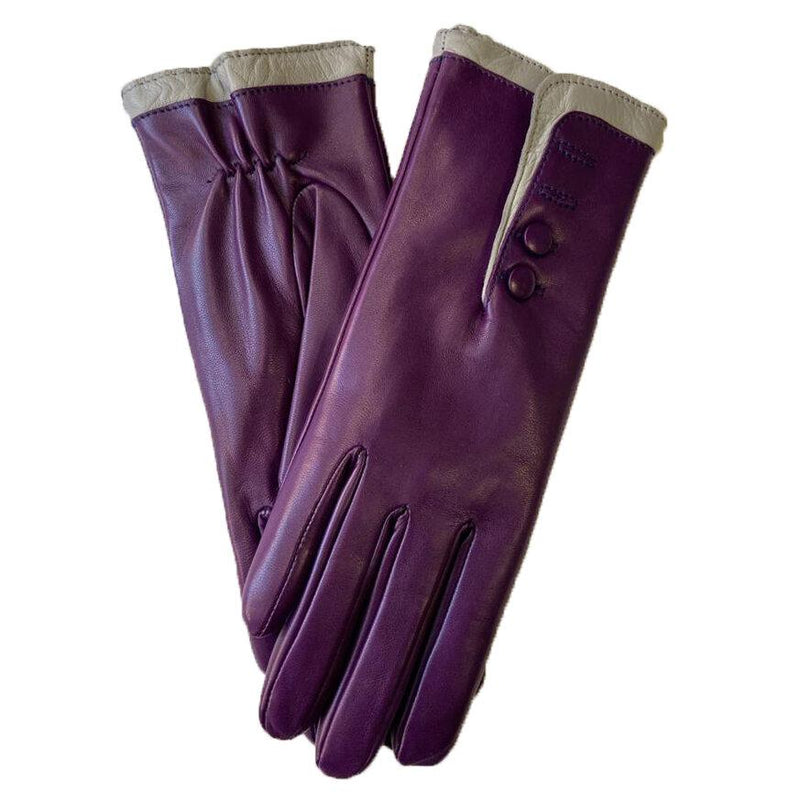 Mit Fell gefütterte Lederhandschuhe für Damen mit kontrastierenden Bündchen-Maya 2