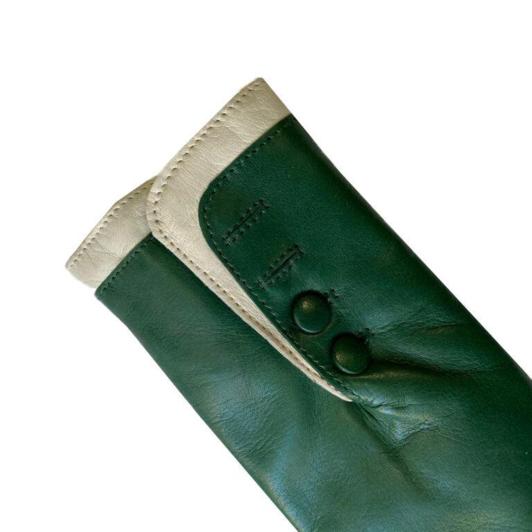 Mit Fell gefütterte Lederhandschuhe für Damen mit kontrastierenden Bündchen-Maya 2