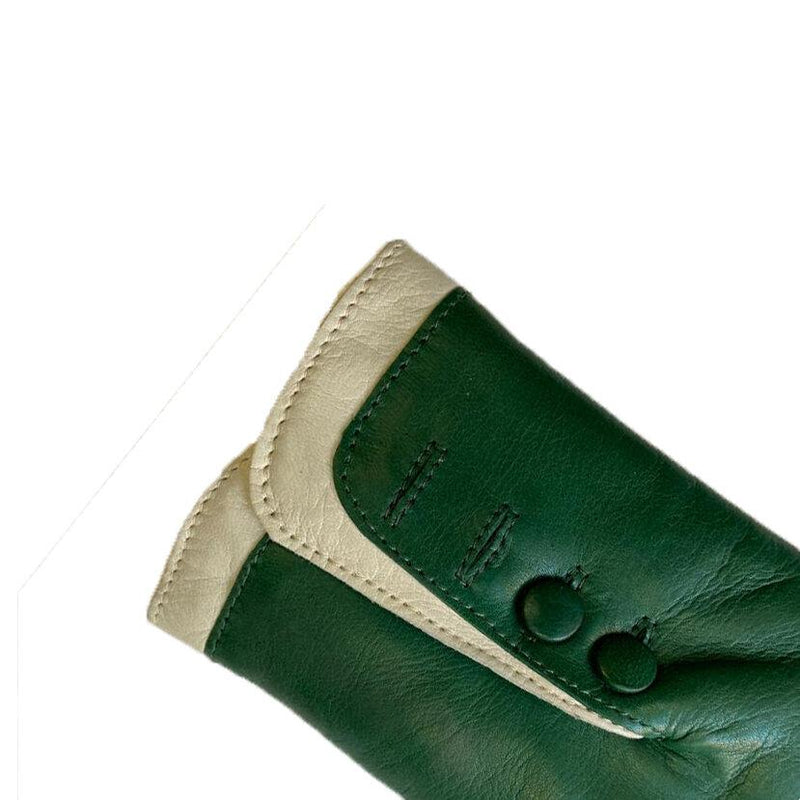 Mit Fell gefütterte Lederhandschuhe für Damen mit kontrastierenden Bündchen-Maya 2